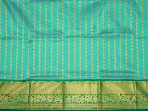 Gold Zari Chakaram Motifs With Peacock Design Border Jade Green Pavadai Sattai Material
