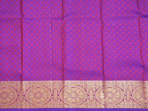 Traditional Zari Border With Brocade Pattern Rani Pink Pavadai Sattai Material