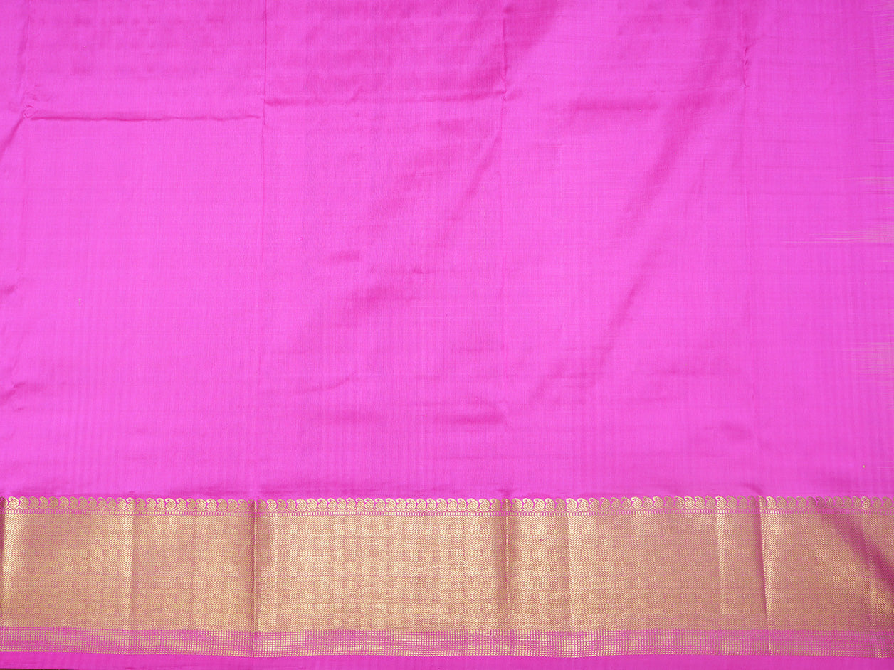 Contrast Korvai Border With Allover Zari Buttas Coral Pink Pavadai Sattai Material
