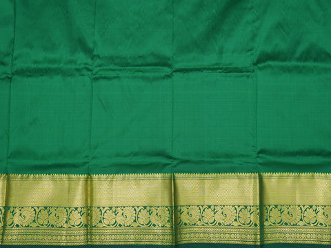 Gold Zari Chakaram Motifs With Peacock Design Border Jade Green Pavadai Sattai Material