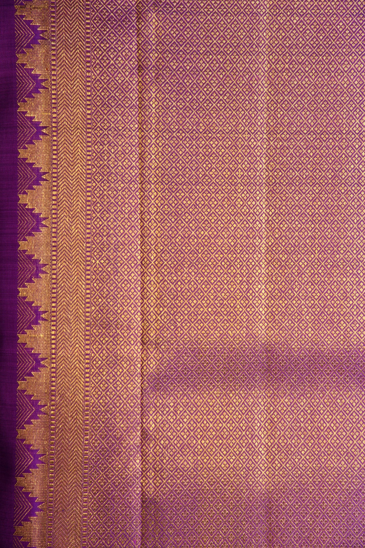 Brocade Peacock Motif Purple Kanchipuram Silk Saree