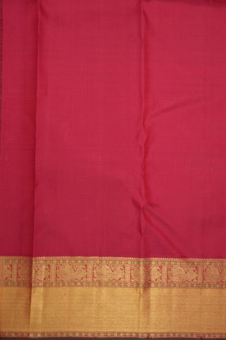 Peacock And Chakram Threadwork Checked Bright Orange Kanchipuram Silk Saree