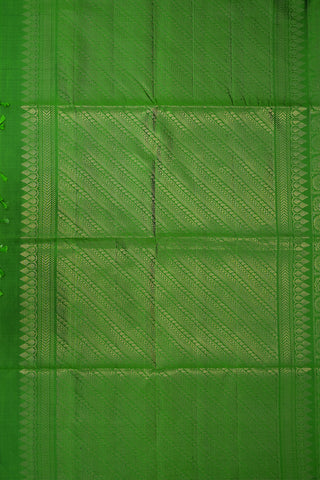 Peacock And Chakram Zari Checks Green Soft Silk Saree
