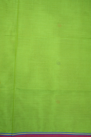 Peacock And Floral Motifs Fern Green Coimbatore Cotton Saree