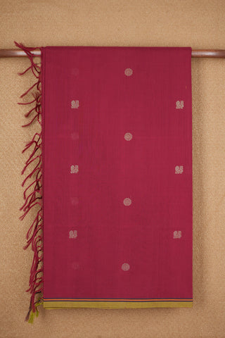 Peacock And Floral Threadwork Motifs Rust Red Coimbatore Cotton Saree