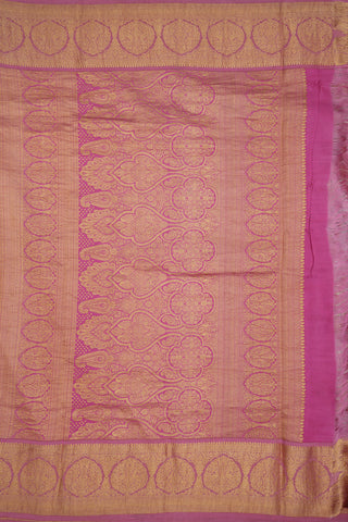 Peacock And Floral Zari Border Pastel Pink Kalamkari Hand Painted Kanchipuram Silk Saree