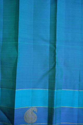 Peacock And Paisley Zari Border Cerulean Blue And Pastel Green Kanchipuram Silk Saree