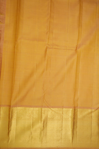 Peacock And Twill Weave Zari Border Plain Yellowish Beige Kanchipuram Silk Saree