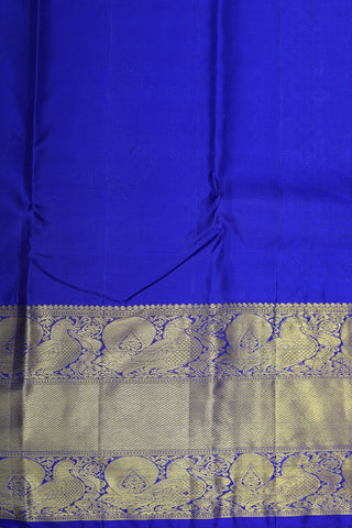 Peacock Border With Thread Work Thilagam Butta Teal Blue Kanchipuram Silk Saree