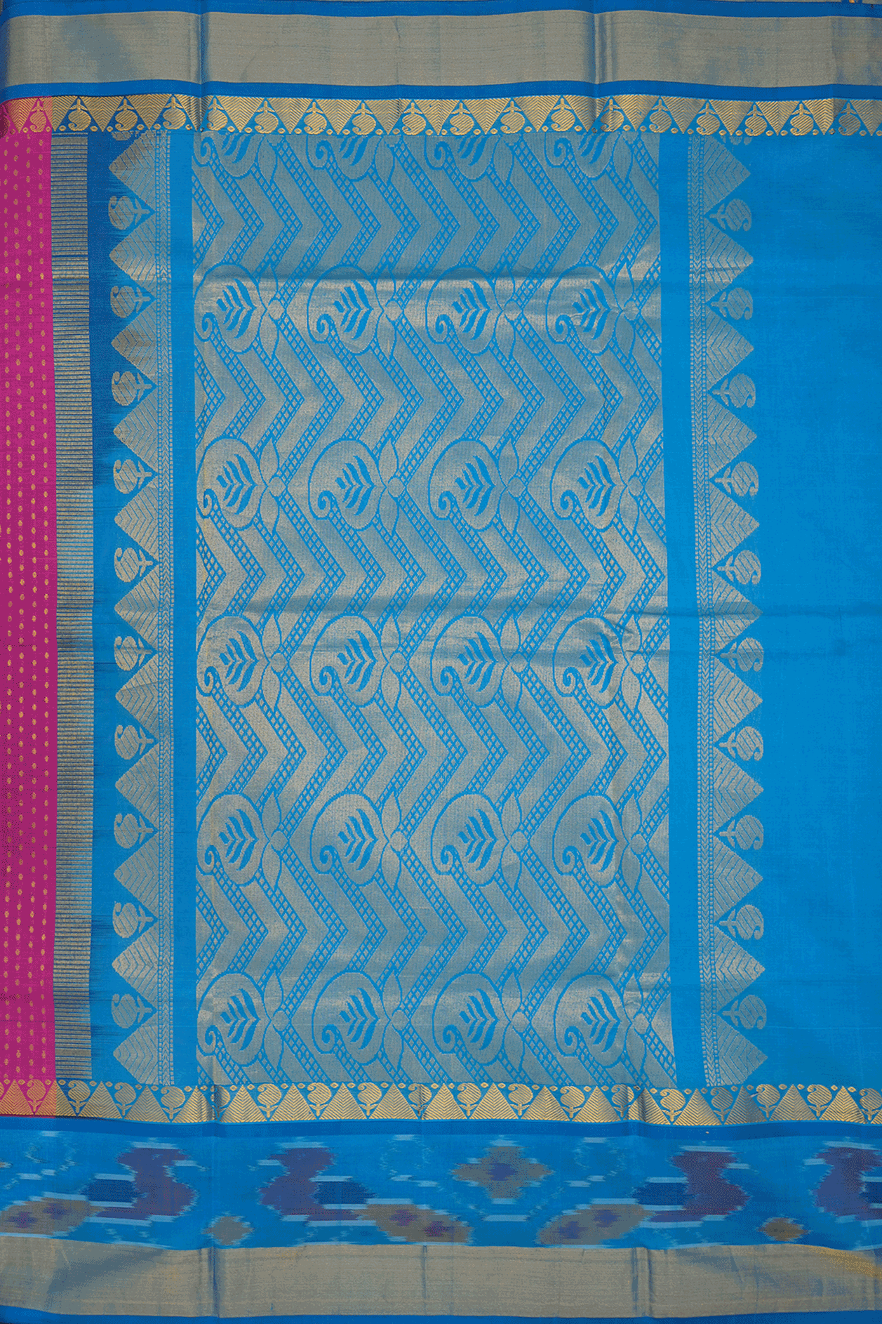 Peacock Buttas Magenta Traditional Silk Cotton Saree