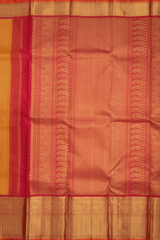 Peacock Chakram Design Golden Yellow Kanchipuram Silk Saree