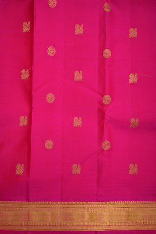 Peacock Chakram Zari Motifs Magenta Kanchipuram Silk Saree