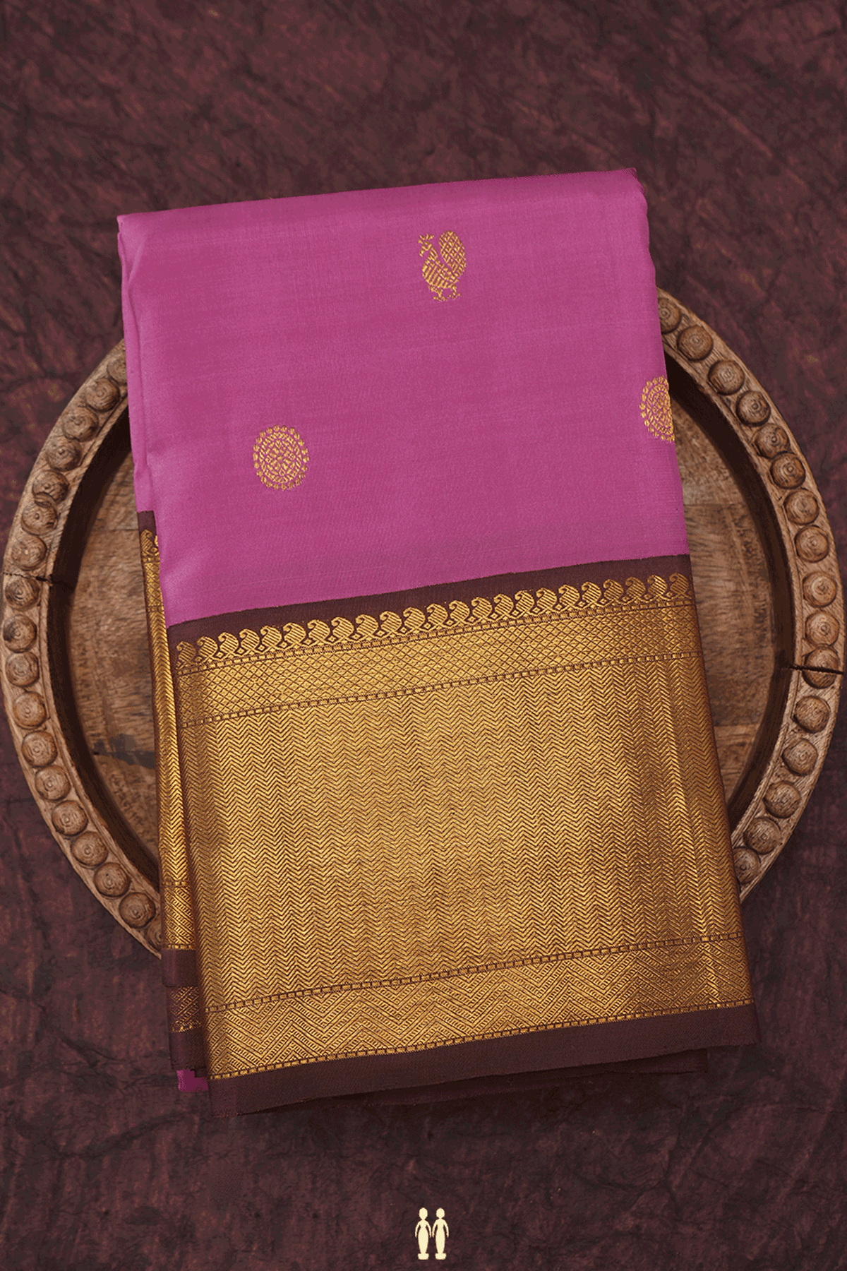 Peacock Chakram Zari Motif Mauve Pink Kanchipuram Silk Saree