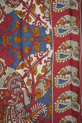Peacock Design Border Multicolor Ahmedabad Cotton Saree