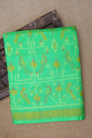Peacock Design Parrot Green Patola Silk Saree