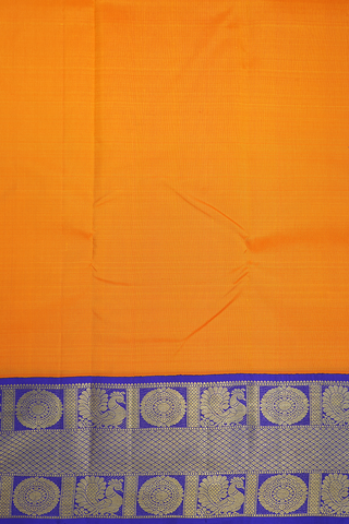 Peacock Floral Border Marigold Orange Kanchipuram Silk Saree
