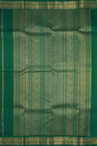 Peacock Floral Motifs Emerald Green Kanchipuram Silk Saree