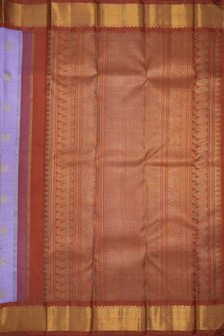 Peacock Floral Zari Motifs Lilac Kanchipuram Silk Saree