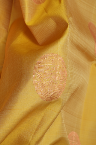 Peacock Motifs Golden Yellow Kanchipuram Silk Saree