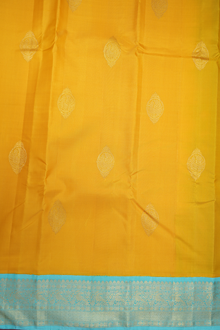 Peacock Motifs Honey Yellow Kanchipuram Silk Saree