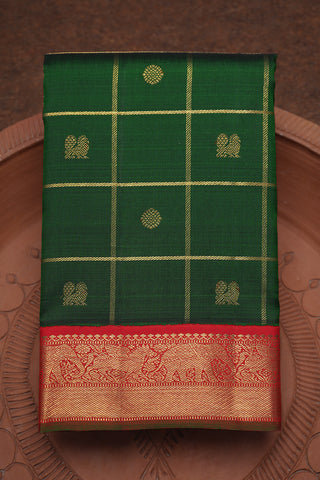 Peacock Zari And Floral Motifs Green Kanchipuram Silk Saree