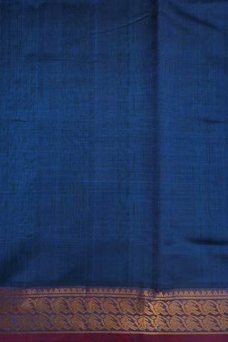 Peacock Zari Border Cobalt Blue Traditional Silk Cotton Saree