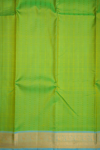 Peacock Zari Border Lime Green Kanchipuram Silk Saree