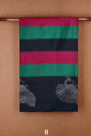 Peacock Zari Border Multicolor Soft Silk Saree