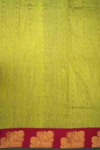 Peacock Zari Border Pear Green Kalyani Cotton Saree