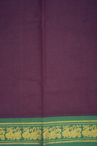 Peacock Zari Border Plum Purple Nine Yards Sungudi Cotton Saree