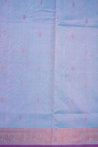 Peacock Zari Border Powder Blue Silk Cotton Saree