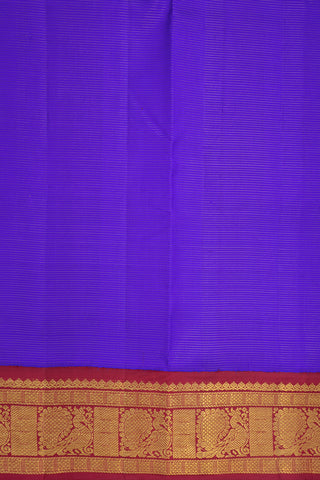 Peacock Border Royal Blue Kanchipuram Nine Yards Silk Saree