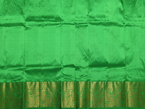 Peacock Zari Border With Bindi Buttis Maroon Kanchipuram Silk Unstitched Pavadai Sattai Material