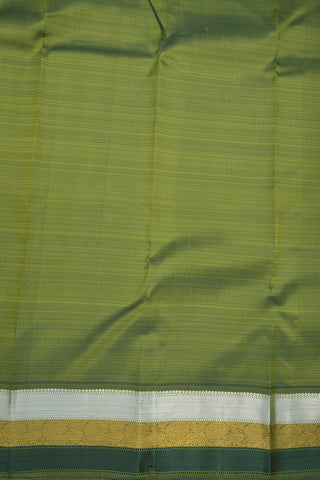 Peacock Zari Buttas Olive Green Kanchipuram Silk Saree