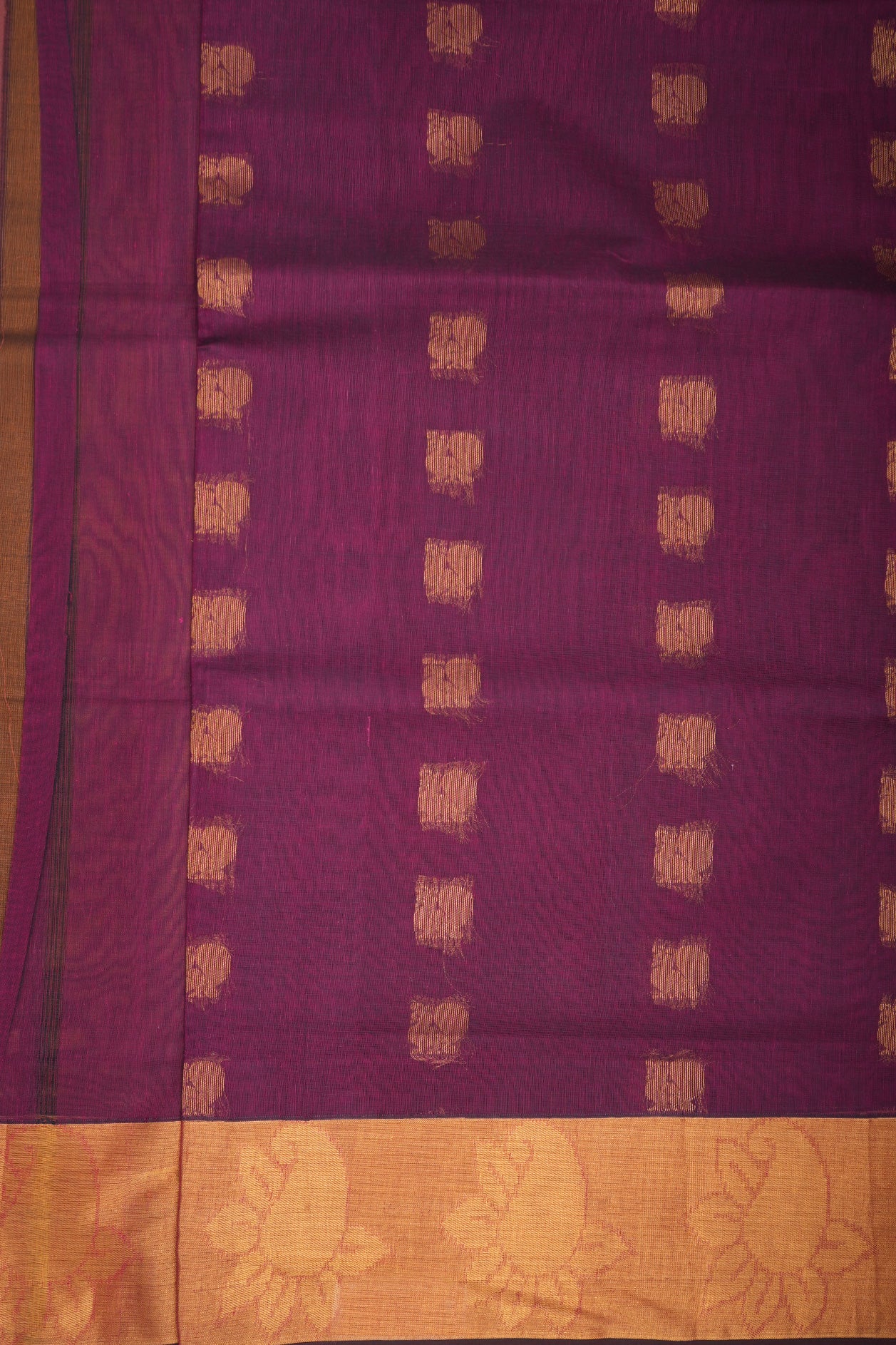 Peacock Zari Motifs Berry Purple Venkatagiri Cotton Saree