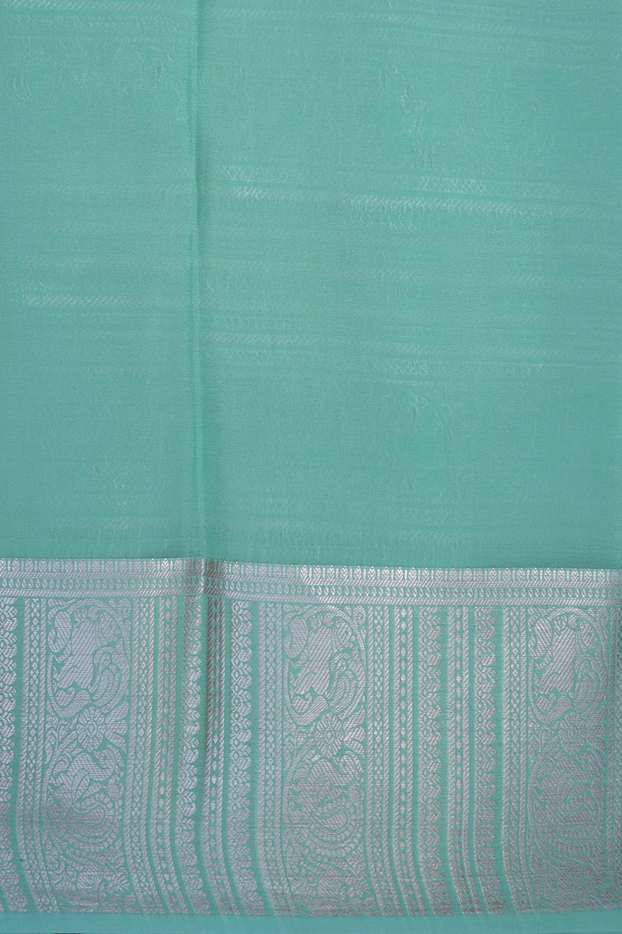 Peacock Zari Motifs Mint Green Mysore Silk Saree