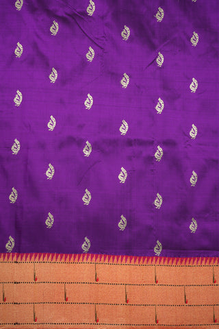 Peacock Zari Motifs Purple Paithani Silk Saree