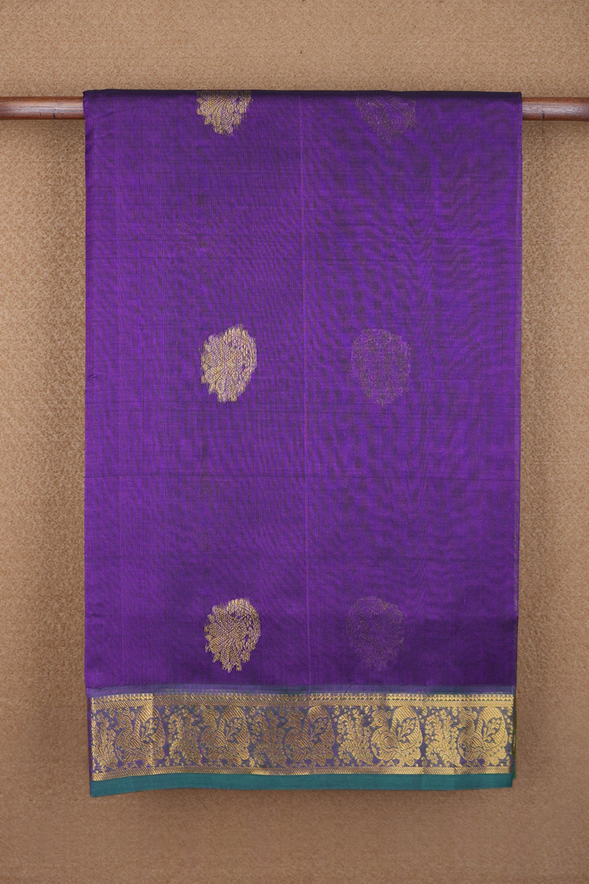 Peacock Zari Motifs Purple Traditional Silk Cotton Saree