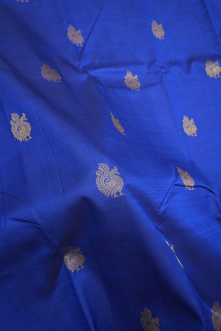 Peacock Zari Motifs Royal Blue Kanchipuram Silk Saree