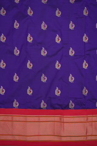 Peacock Zari Motifs Royal Blue Paithani Silk Saree
