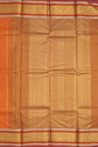 Peacock Zari Motifs Royal Orange Kanchipuram Silk Saree