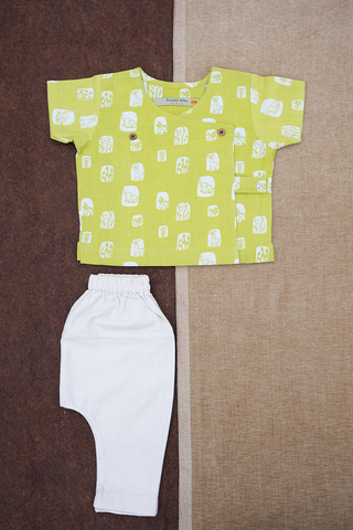 Pear Green And White Top And Pant Boys Infant Wear Set