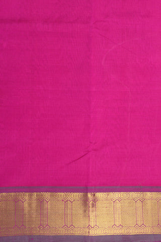 Pillar Zari Border In Plain Magenta Pink Silk Cotton Saree
