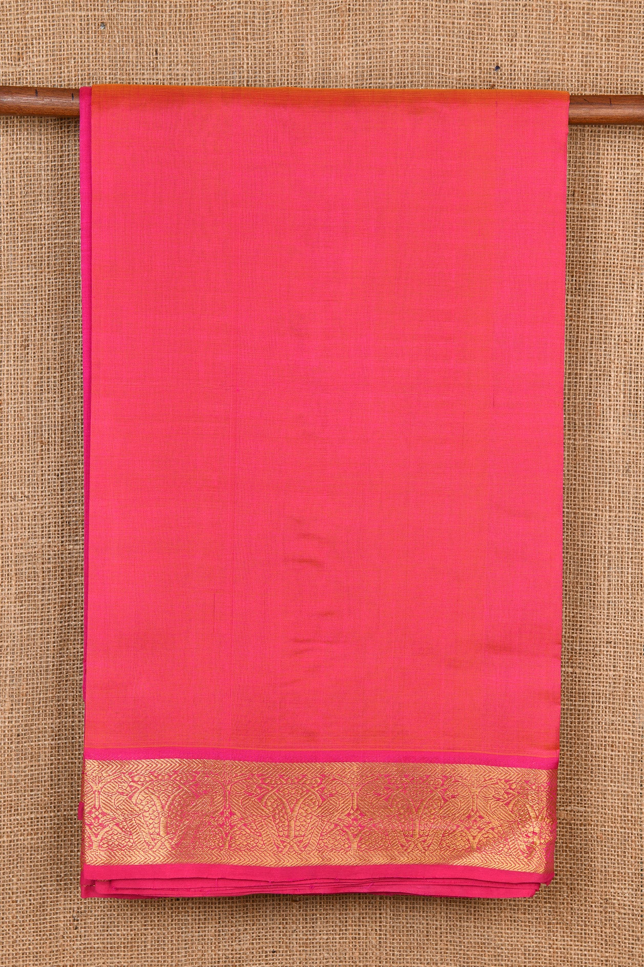 Pinkish Orange Silk Cotton Saree