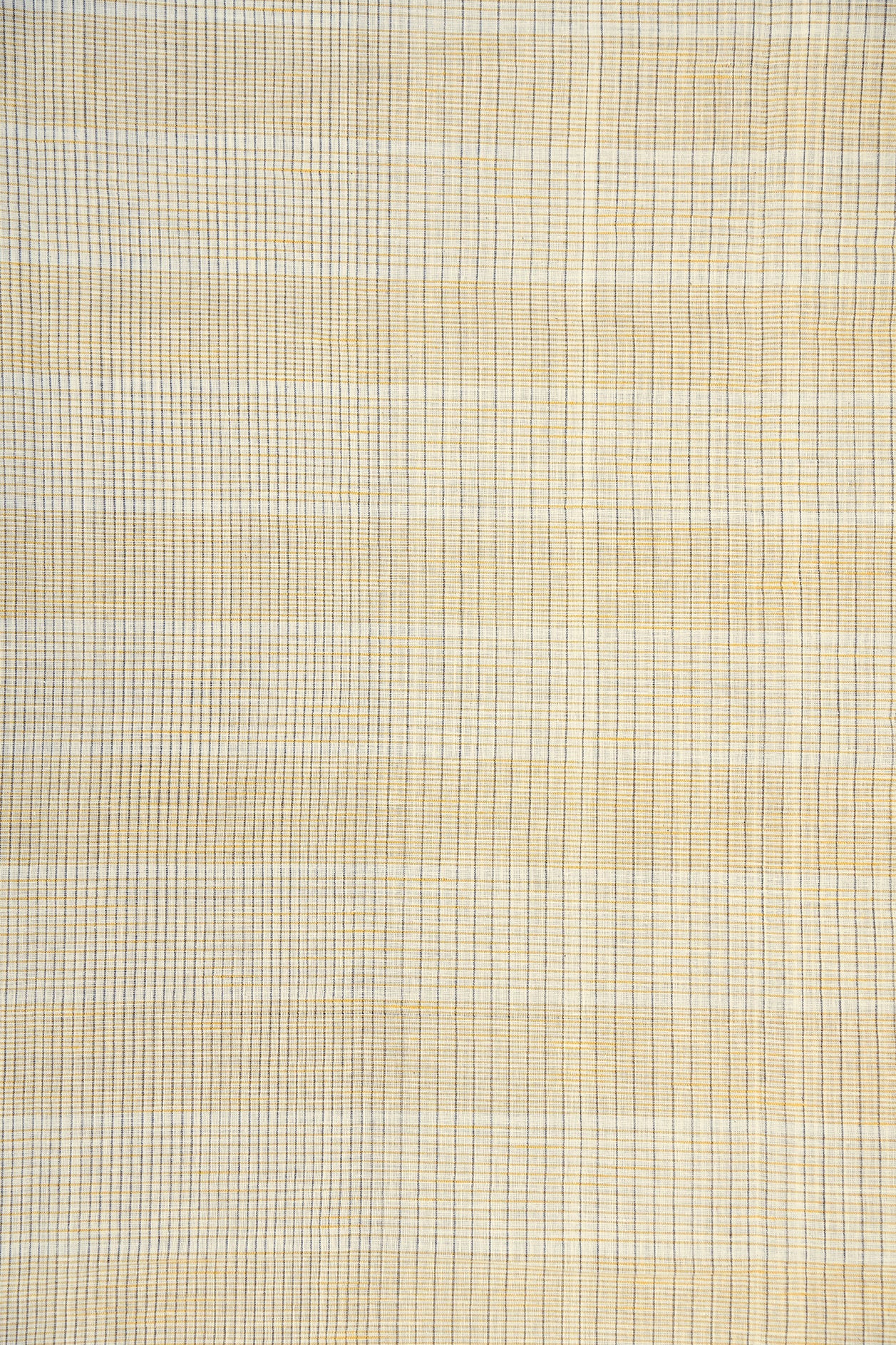 Plain Border With Monochrome Stripes Beige Hand Spun Cotton Saree