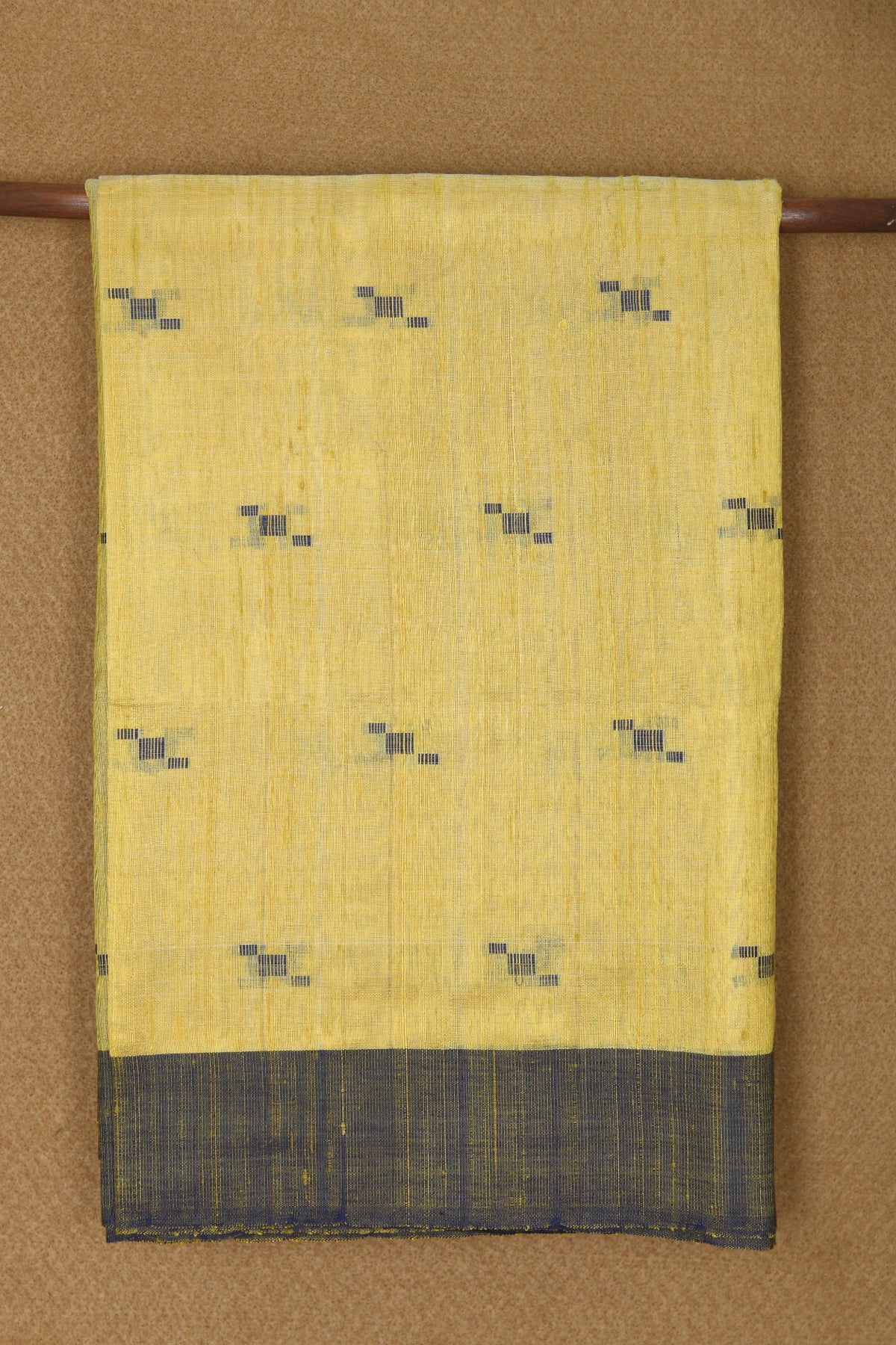 Plain Border With Thread Work Buttis Yellow Jute Silk Saree
