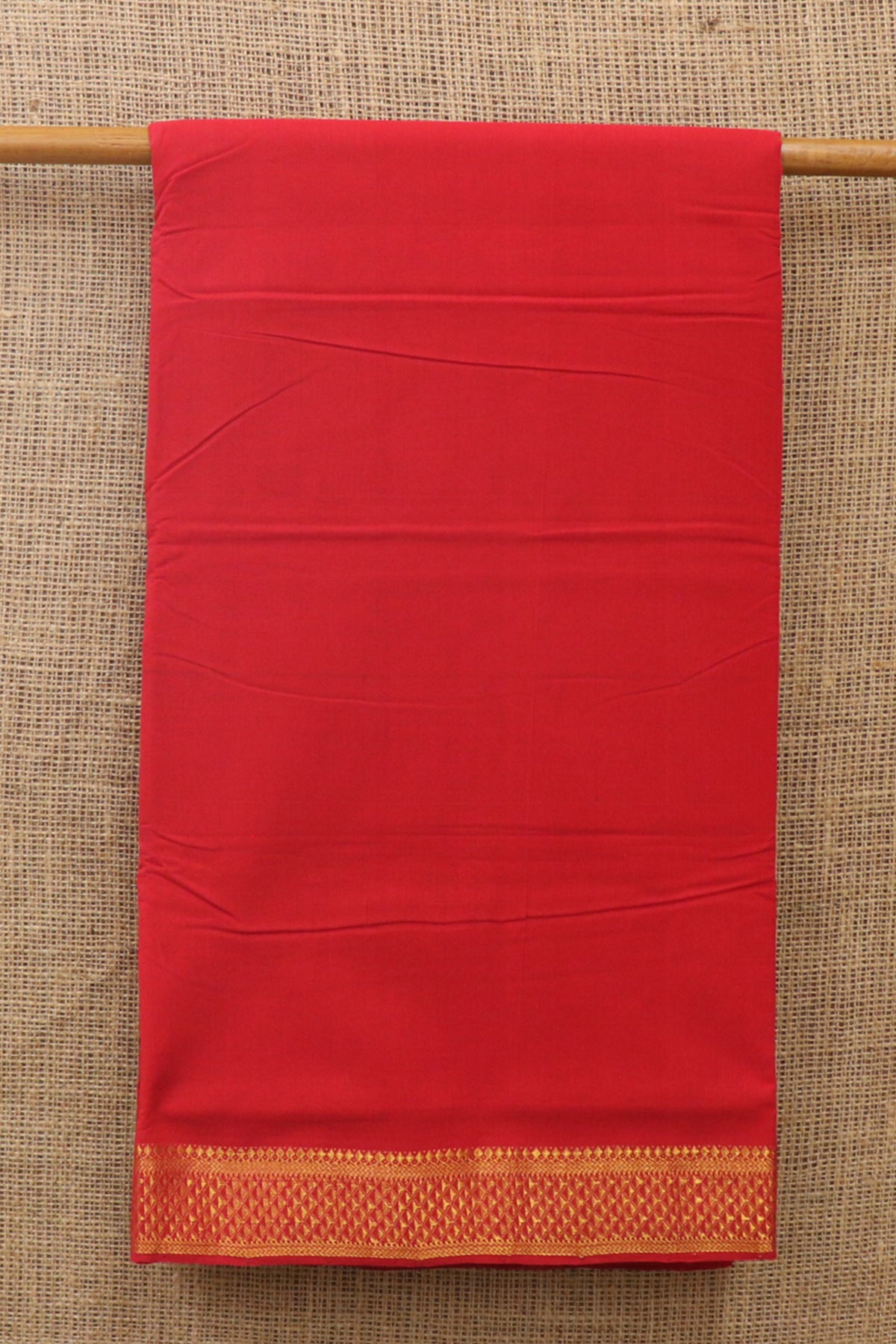 Plain Bright Red With Arai Madam Border Mangalagiri Cotton Saree
