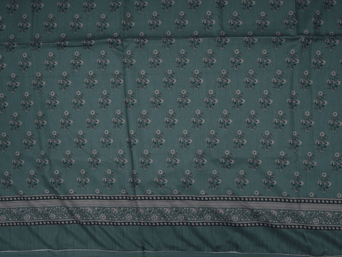 Floral Design Green Silk Cotton Unstitched Salwar Material