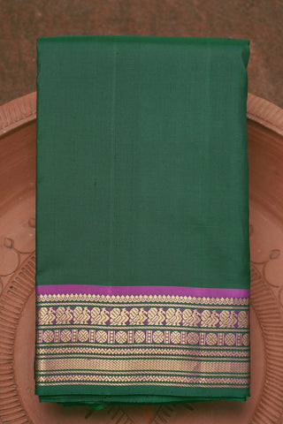Plain Forest Green Kanchipuram Silk Saree