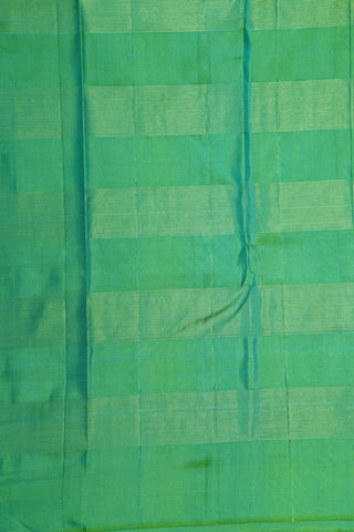 Plain Green Border With Zari Stripes Turquoise And Cobalt Blue Kanchipuram Silk Saree